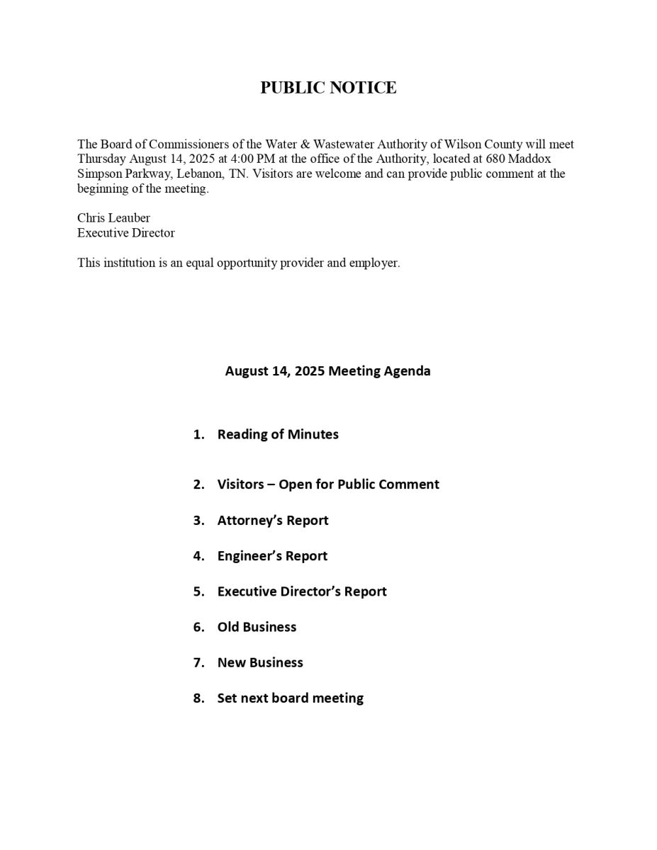 Aug 14 Board Meeting